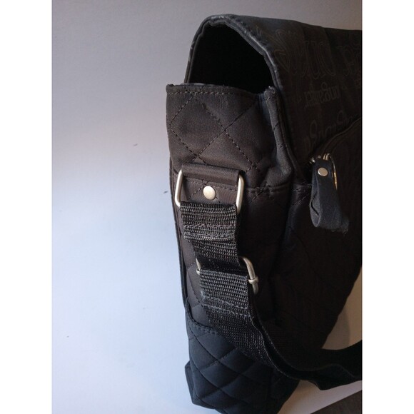 1990s-2000s Longaberger Black Logo Quilted Laptop Messenger Bag Adj Strap EUC - Picture 8 of 16